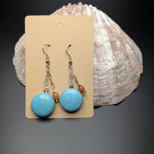 Turquoise and Brown Dangle Handmade Earrings